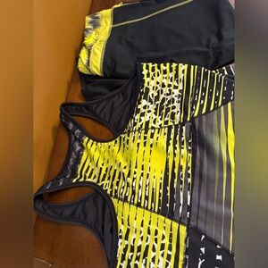 Ativa Neon Yellow & Black Racerback Sports Bra Set